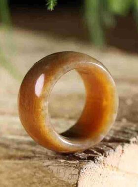 天然新疆和田玉玉器供应链 且末糖料老料满糖色素面扳指 男款送证