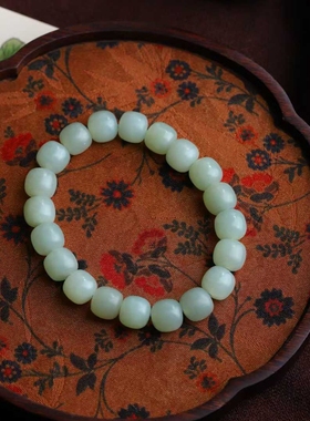 天然新疆和田玉玉器工厂店且末蓝老料简约款玉石老型珠手串手链