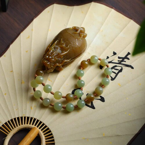 天然和田玉玉器工厂店新疆且末糖料老料满糖色玉石龙龟手把件带证