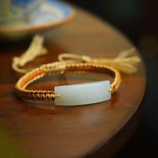 天然新疆和田玉玉器供应链俄料羊脂级白玉素面玉石简约款平安手牌