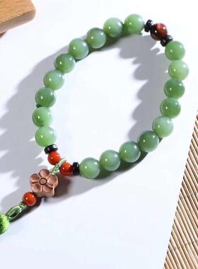 天然新疆和田玉玉器供应链俄料碧玉老料十八子素珠玉石手持工艺品