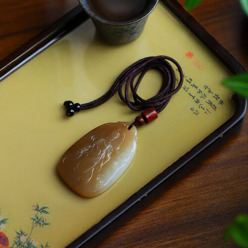 天然新疆和田玉玉器工厂店俄料老料俏糖色玉石莲花观音吊坠挂件