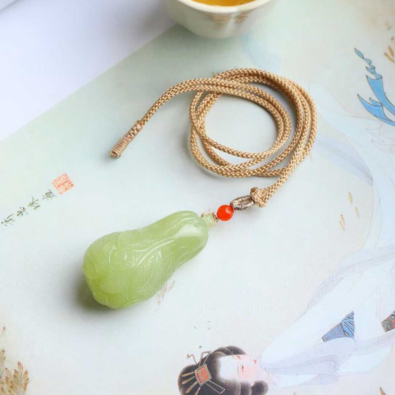 天然新疆和田玉玉器工厂店若羌黄口料老料工艺品玉石白菜吊坠挂件