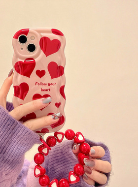个性红色爱心适用vivox90pro手机壳x60t新款s16e简约s12小众高级感y70s女款z5硅胶y93/y35防摔iqooz7x保护套