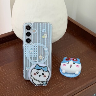 吉伊卡哇小八立体磁吸支架适用三星GALAXYS25fe手机壳S24Ultra全包防摔s23+可爱苹果17条纹卡通iphone16闪粉