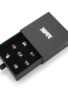 XXOFF耳饰925银7对可混搭草莓樱桃菠萝牛油果仙人掌酸奶一周耳钉