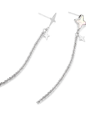 XXOFF耳环耳饰925银贝母星星相印菜花链高级冷性风流苏耳钉耳环女