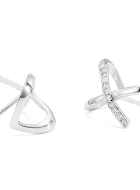 XXOFF【X星人】925银X交叉线条闪钻女士耳钉