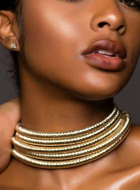 欧美大牌时尚夸张多层编织女项链choker颈饰链 necklace women