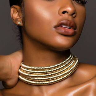 欧美大牌时尚夸张多层编织女项链choker颈饰链 necklace women