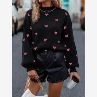 Autumn Pullover Winter Sweater短套头毛衣女爱心 Women 2023