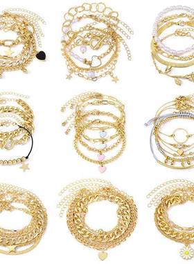 手炼欧美覆古厚炼个性化手炼混合开放式手炼手饰品堆叠风格套手炼