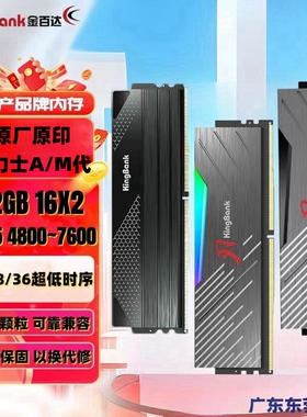 金百达16G/32G套装D5 6000 6400 6800 台式内存刃黑甲系列海力士A