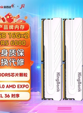 金百达32GB(16GX2)套装DDR5 6000台式内存条国产DDR5颗粒银爵 C36