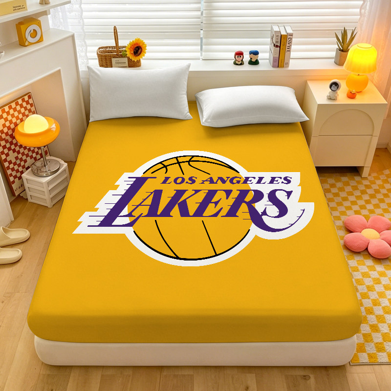 NBA男生床笠儿童印花床垫套篮球席梦思套球队图案床单防尘床罩