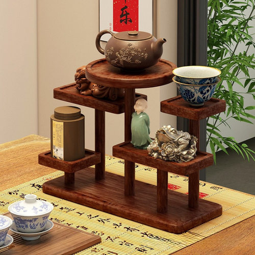 复古台式博古架茶具架子桌面置物架茶室氛围布置茶壶小摆件展示架