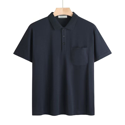 纯棉爸爸短袖t恤翻领中年男士夏装宽松中老年人男装polo衫上衣服