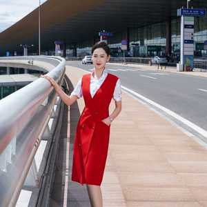 高档深航空姐制服工作服乘务员高端职业装气质女神范职场套装连衣