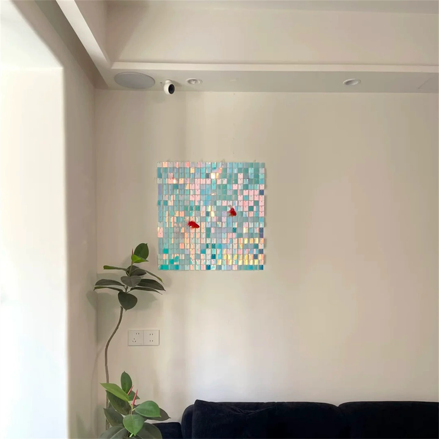 金鱼风动板亮片装饰画客厅沙发背景墙挂画玄关电表箱创意遮挡神器