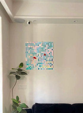 金鱼风动板亮片装饰画客厅沙发背景墙挂画玄关电表箱创意遮挡神器