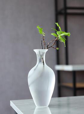 磨砂艺术花瓶玻璃透明水养插花高级感中古摆件客厅装饰品水培器皿