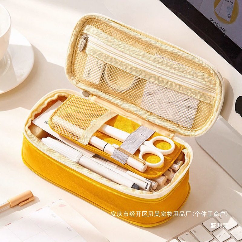 大容量多功能双层文具盒女孩小学生韩国创意文具袋女简约韩版铅笔