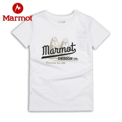 Marmot土拨鼠春夏新品户外运动露营衫透气圆领短袖棉质女T恤