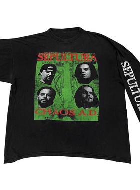 240g！重磅破坏tee！Chaos A D1993Sepultura Vintage 长袖T恤