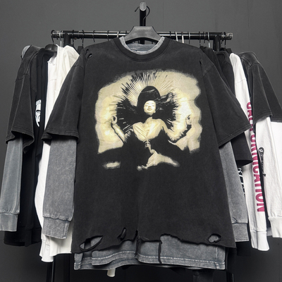 孤品手工！Sade Band萨德乐队Sade莎黛破洞重磅破坏贴布长袖T恤