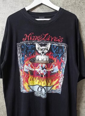 Aerosmith空中铁匠乐队高街cec摇滚hiphop嘻哈质感短袖男女T恤棉