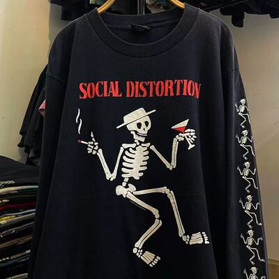 240g！罕见长袖T恤Social Distortion！Sex Love and Rock n RoII