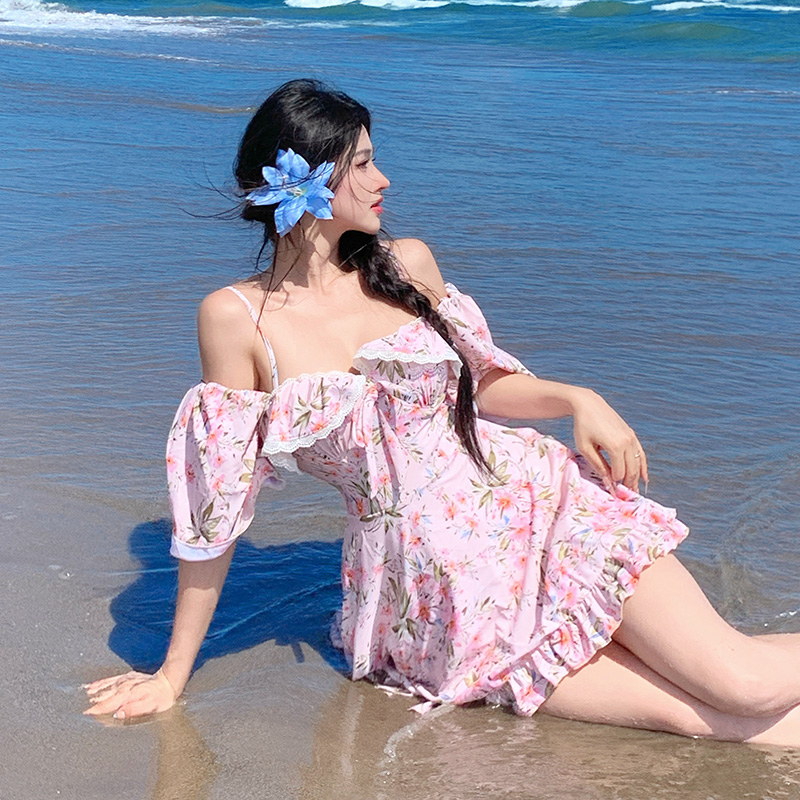 大码泳衣女胖mm200斤连体裙式