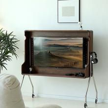 北美黑胡桃实木可移动电视机架移动支架复古落地客厅樱桃木电视柜