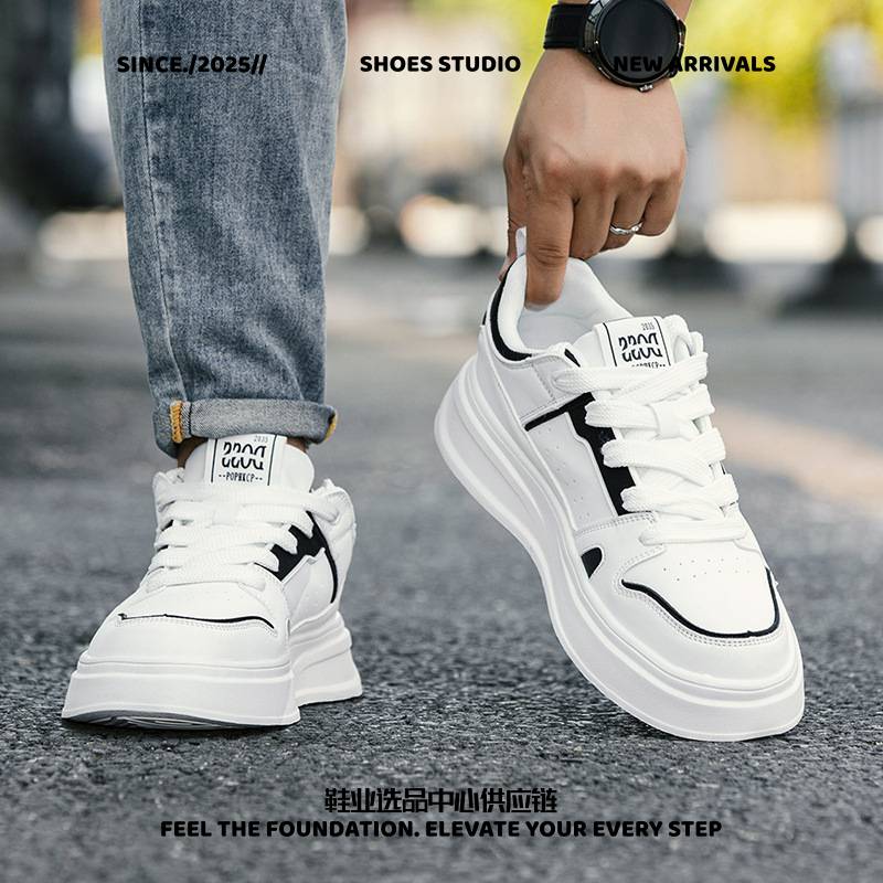 合成鞋业板鞋新款男女同款小白鞋厚底增高轻便阿甘鞋浅色学生鞋侣