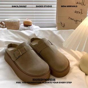 福建裕元鞋业女鞋懒人裙子休闲一脚蹬女春季勃肯鞋新款厚底包头拖