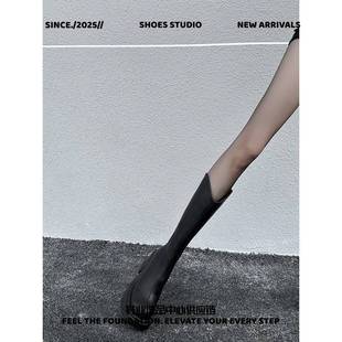 福建裕元鞋业女鞋小个子长筒靴女新款不过膝长靴厚底高筒靴高跟显