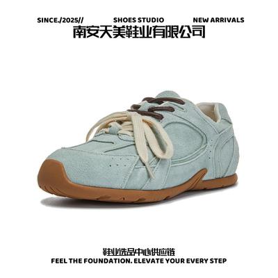南安天美鞋业真皮阿甘鞋女秋季新款废土风复古老爹鞋女休闲百搭运