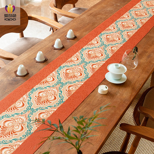 爱奇葩 原创大马士革高端桌旗茶席长条复古餐桌旗布茶台茶桌垫布