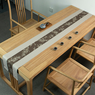 竹韵国风茶席新中式禅意桌旗防水织锦茶桌茶室垫布桌布茶旗桌旗布