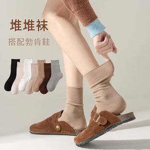 袜子女春秋无骨堆堆袜美拉德中筒棉袜吸汗防臭勃肯鞋 袜诸暨袜