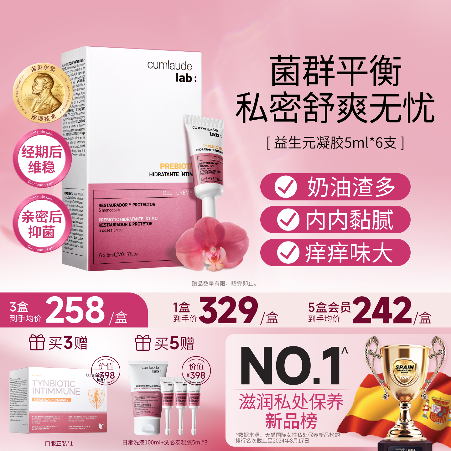 【菌群平衡】珂蔓朵益生元凝胶乳酸杆菌女私密处保养护益生菌清洁