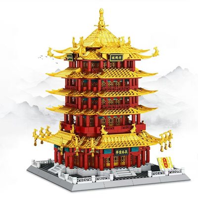 黄鹤楼四大名楼建筑古风拼装积木男孩子十级高难度拼装益智玩具8