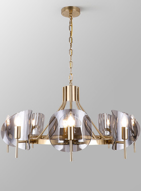 CHUYI唱片seim餐厅吊灯创意简约茶色玻璃吧台卧室法式轻奢客厅灯