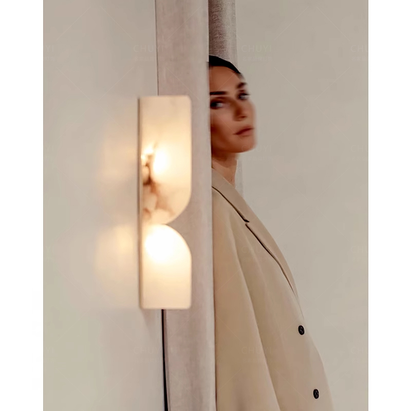 西班牙天然云石卧室壁灯北欧现代简约轻奢卧室床头客厅背景阳台灯