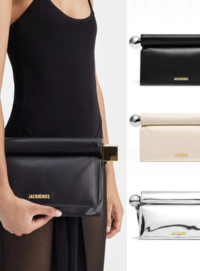 24新款Jacquemus高级Pochette Rond雕塑包羊皮单肩折叠手拿晚宴