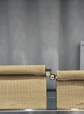 Jacquemus25新款折叠手拿包拉菲草编织手拿塑包轻奢卷边晚宴女包