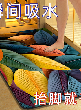 硅藻泥吸水垫卫生间软垫浴室防滑速干门口脚垫家用洗手间厕所门垫