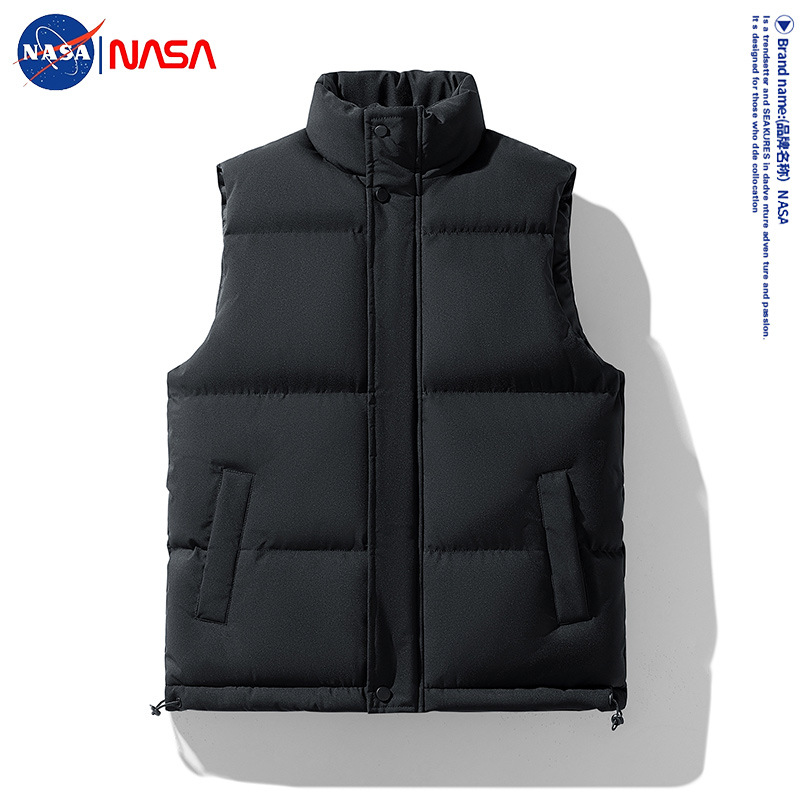 NASA纯色加绒棉服男马甲衣服百搭休闲春秋冬无袖背心外套坎肩外套