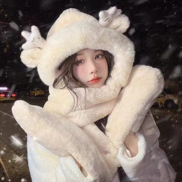 龙宝帽子秋冬女围巾手套一体连帽冬季围脖可爱保暖毛绒冬天三件套,服饰配件/皮带/帽子/围巾,三件套,淘宝优惠券,粉丝福利购,淘宝优惠卷