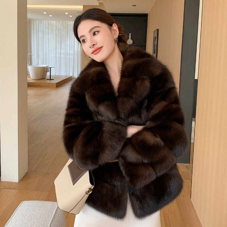 皮草外套女俄罗斯保暖农夫仿紫貂西装领2025款时尚轻奢貂皮大衣冬,女装/女士精品,皮草,淘宝优惠券,粉丝福利购,淘宝优惠卷